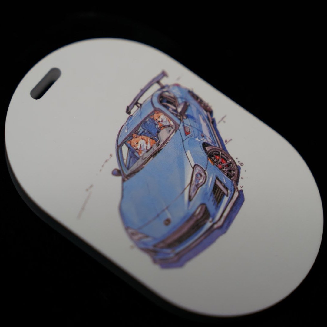 Close-up view of Shiba Racing Custom Plaster Air Freshener with a BRZ car-themed design, perfect for cars, homes, and offices.